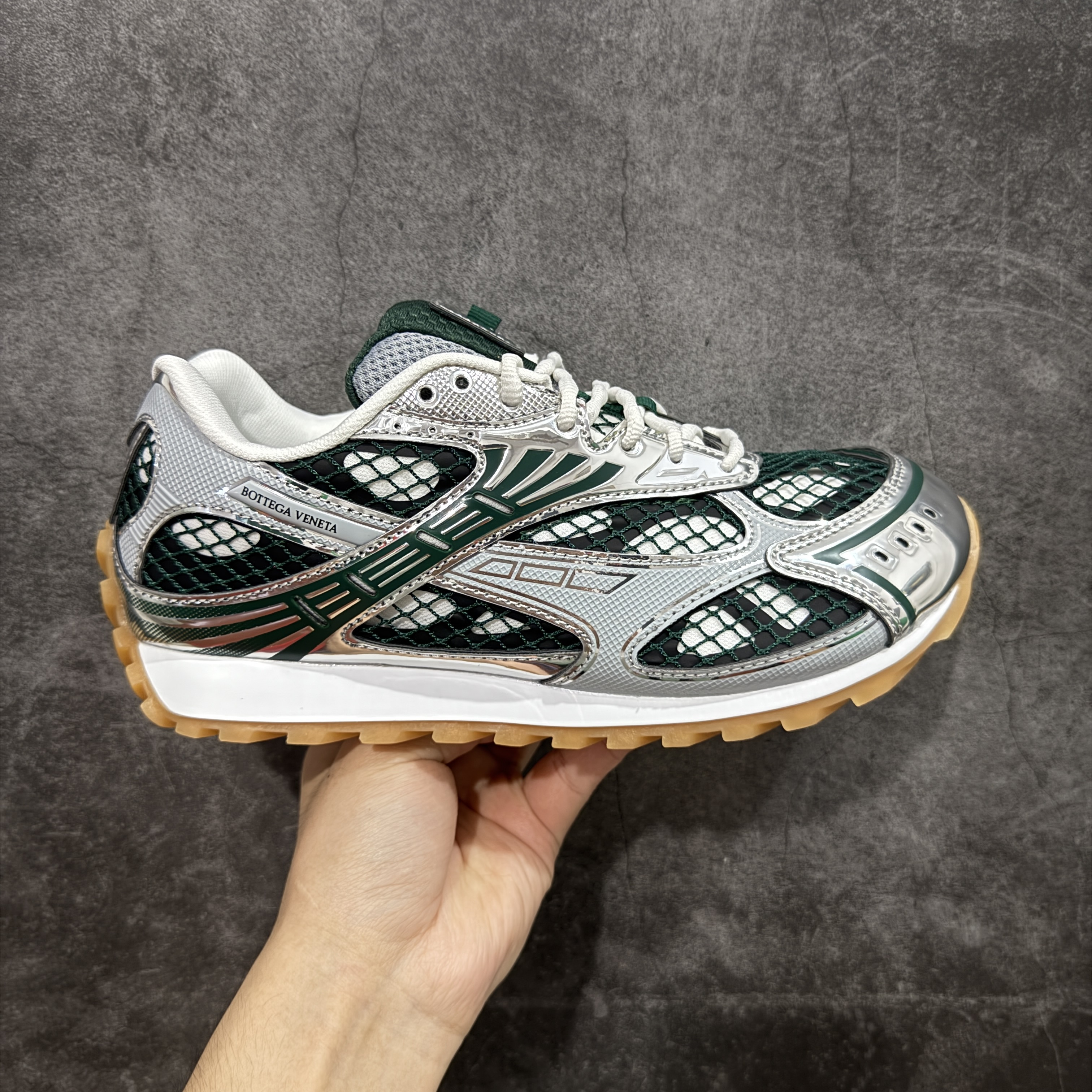 Bottega Veneta Orbit Sneaker White Dark Green